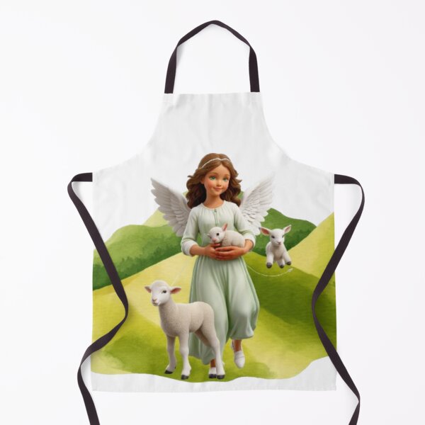 Item preview, Cheerful Cherubim Angel with Baby Lambs designed and sold by DivineHaven.