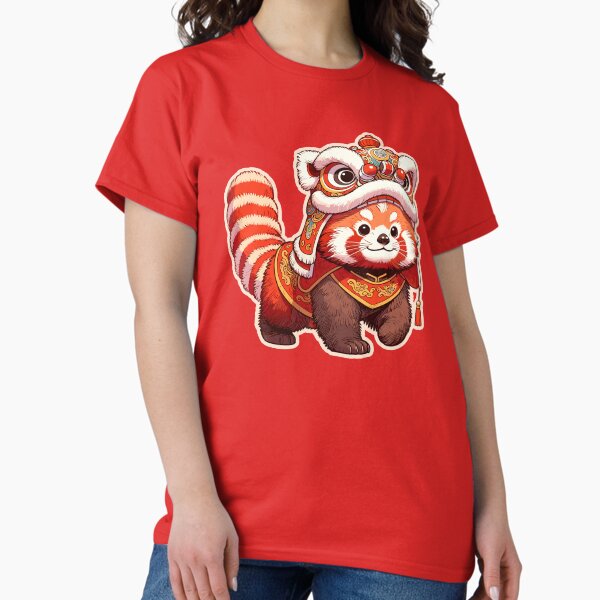 Aperçu de l'œuvre Danse du lion, panda roux danseur de lion CNY 2025 créée et vendue par LeChocoholic.
