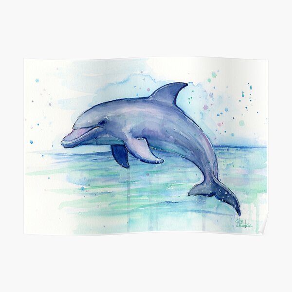 Dolphin Watercolor Poster