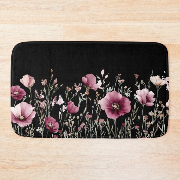 Item preview, Watercolor Floral Border Pattern with Burgundy and Pink Wildflowers designed and sold by GASCE Studio.