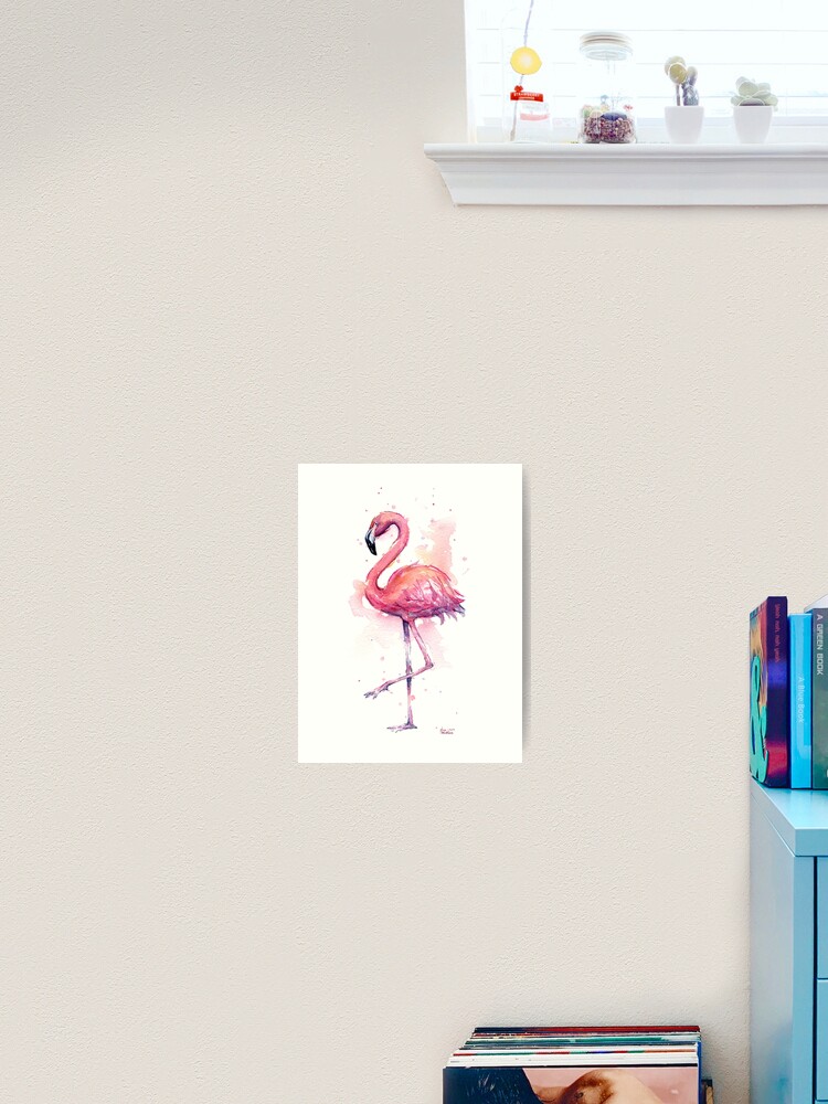 Pink Flamingo Watercolor Tropical Bird Art Print for Sale by Olga  Shvartsur