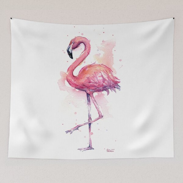 Item preview, Pink Flamingo Watercolor Tropical Bird designed and sold by Olga Shvartsur.