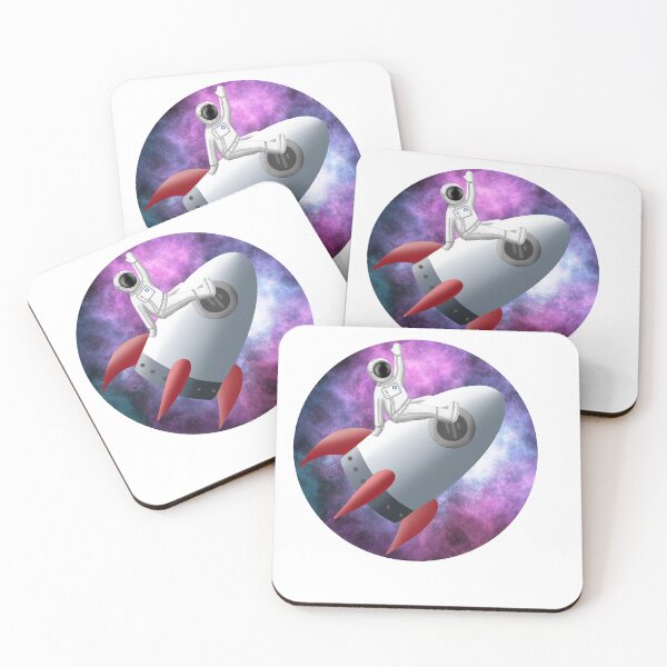 Item preview, Astronaut riding off into space on a spaceship  designed and sold by skyblueindie.