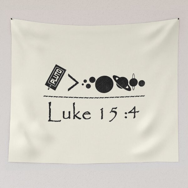 Item preview, Luke 15 4 parable of the lost sheep - 1 lost sheep is important over 99 sheep - solar system / pluto funny christian minimal black version - The Lost Planet Found  designed and sold by ZechJohnRB.