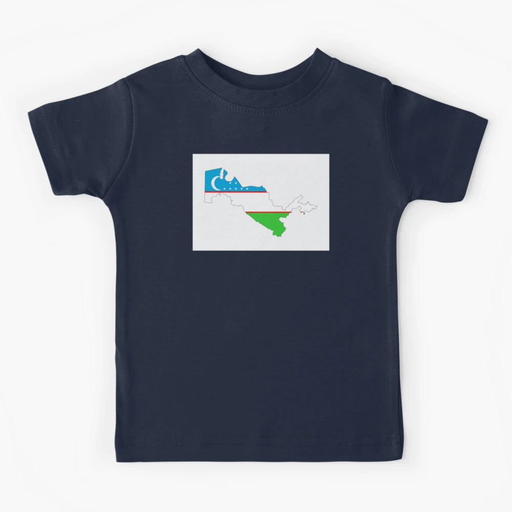 Uzbekistan flag map Kids T-Shirt for Sale by tony4urban