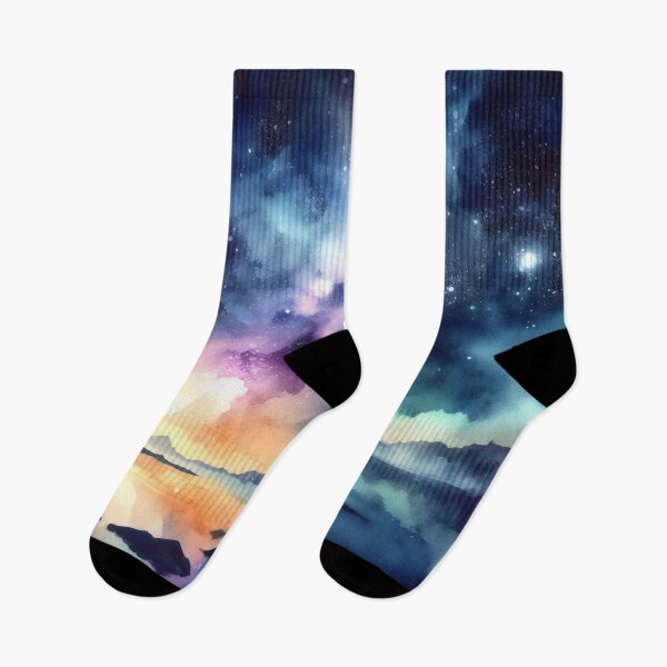 Item preview, Watercolor Night Landscape with Milky Way Reflection designed and sold by Coffee Lifestyle.