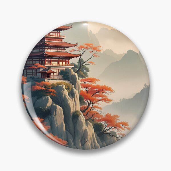 Item preview, Calm Mountain Temple  - Zen - Nature Autumn Colors   designed and sold by DesignArtFull.