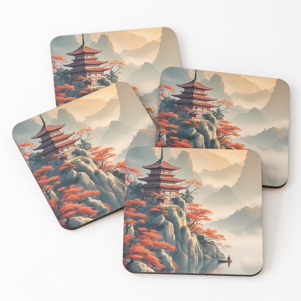 Item preview, Calm Mountain Temple  - Zen - Nature Autumn Colors   designed and sold by DesignArtFull.