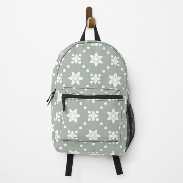 Item preview, Abstract White Flowers Green Background Geometric Shapes Seamless Pattern Pillow designed and sold by xiao xuans.