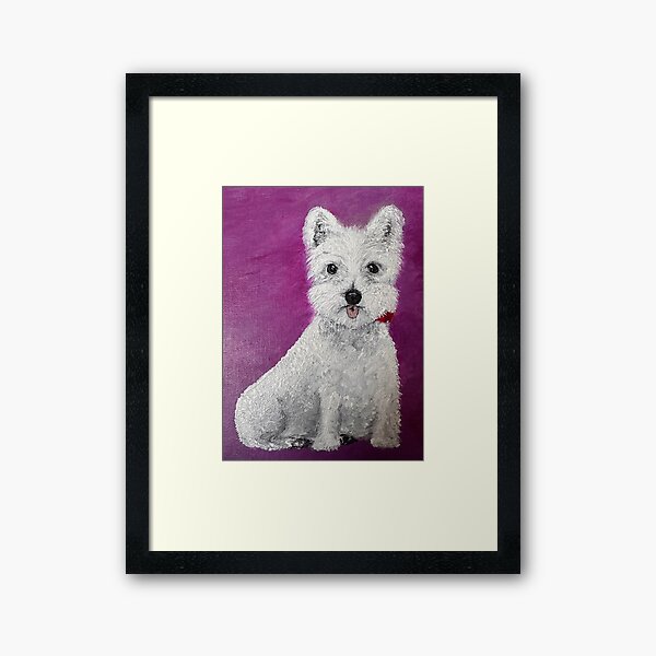 Cute westie - digital of original acrylic painting Framed Art Print