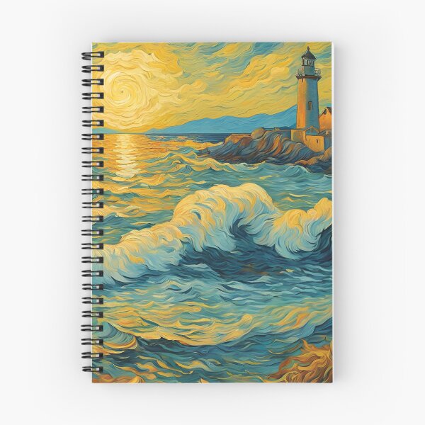 Artikelvorschau, Van Gogh Stil Sonnenuntergang Leuchtturm Küste digitale Kunst entworfen und verkauft von Joyce63.