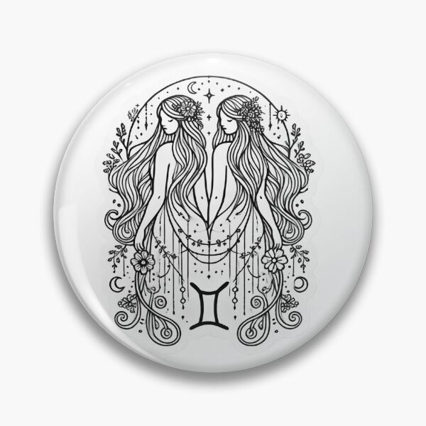 Item preview, Playful Gemini Zodiac – Minimalist Boho Twins Art with Mystical Accents designed and sold by KittyKatto.