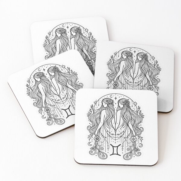 Item preview, Playful Gemini Zodiac – Minimalist Boho Twins Art with Mystical Accents designed and sold by KittyKatto.
