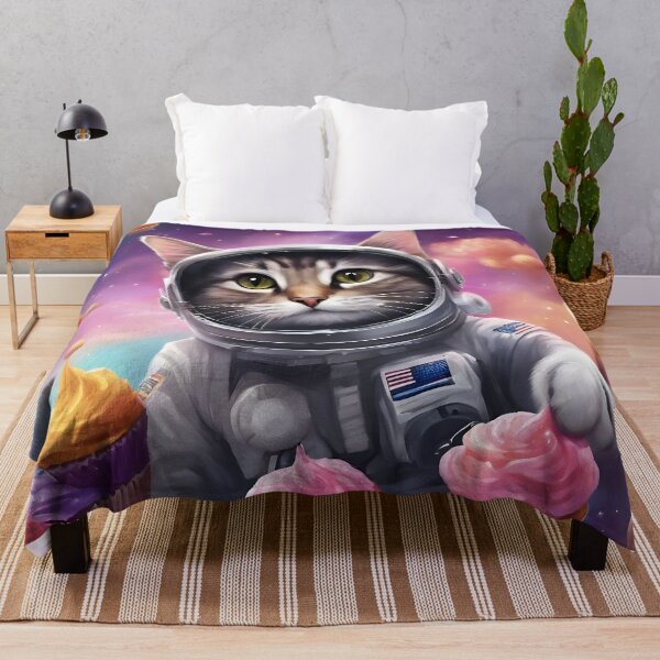 Aperçu de l'œuvre Chat astronaute dans l'espace snack créée et vendue par Pixel Press Prints.