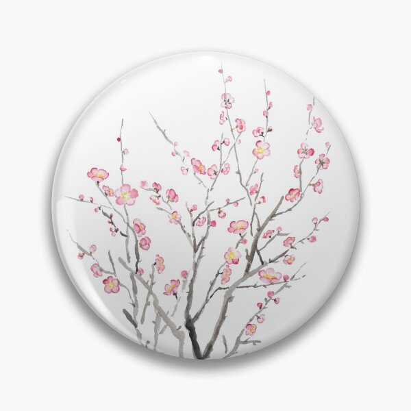 Item preview, hand painted red plum flower watercolor painting 2021 designed and sold by SelenePaintings .