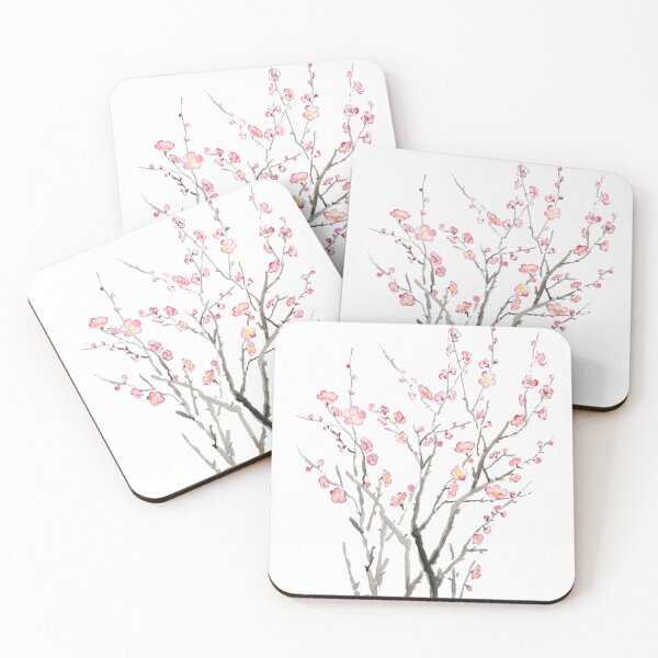 Item preview, hand painted red plum flower watercolor painting 2021 designed and sold by ColorandColor.
