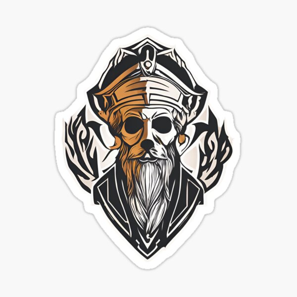 Item preview, Vintage Piratenschädel-Kunstwerk - nautisches Tattoo-Design designed and sold by Studio Durigon.
