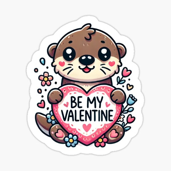 Artikel-Vorschau von Otter Tier Valentinstag Sei mein Valentin, designt und verkauft von Paws-e-whiskers.