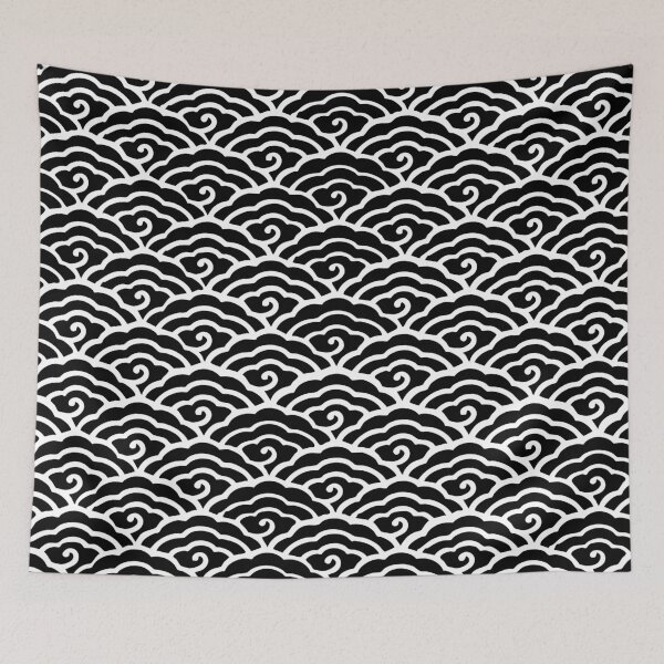 Item preview, Black and White Asian Cloud Pattern designed and sold by BigDaddyAlTeez.