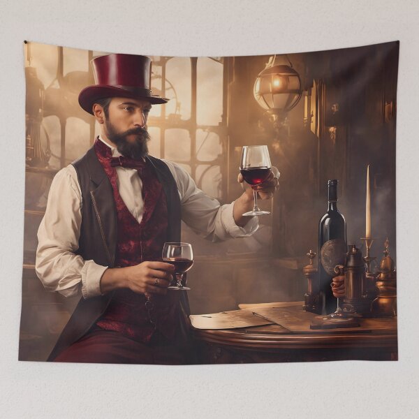 Item preview, Steampunk Man enjoying a Glass of Wine designed and sold by Pixel Press Prints.