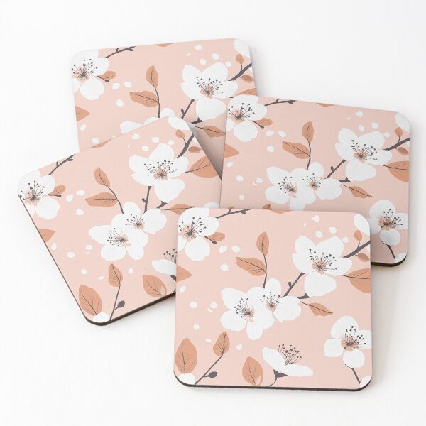 Item preview, Delicate White Flowers on Soft Peach designed and sold by Mat Designs.