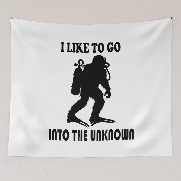 Item preview, Bigfoot Scuba DIVE I LIKE TO GO INTO THE UNKNOWN Long Sleeve Shirt, Diving Sasquatch designed and sold by Papinour.
