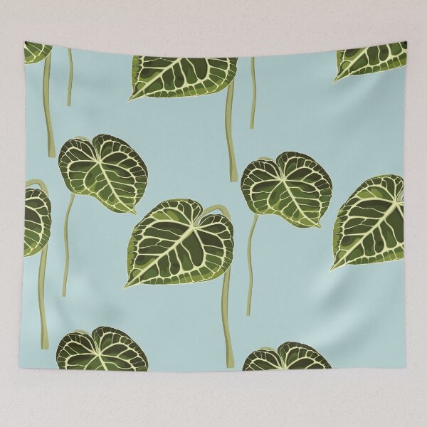 Item preview, Alocasia plant leaves on blue background. designed and sold by MatyKotiv.