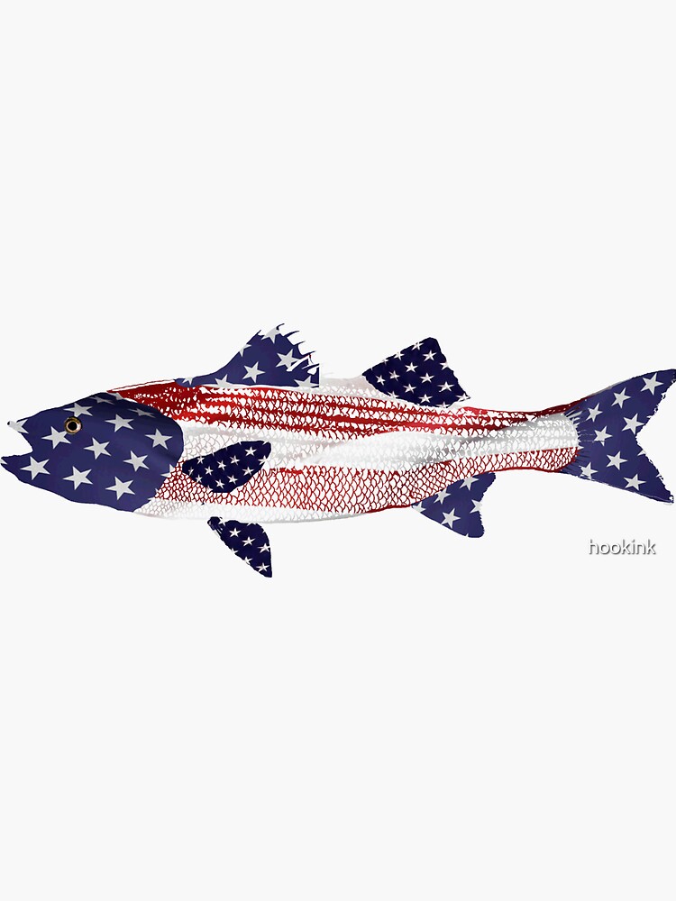 Striped bass American flag American hero Sticker for Sale by