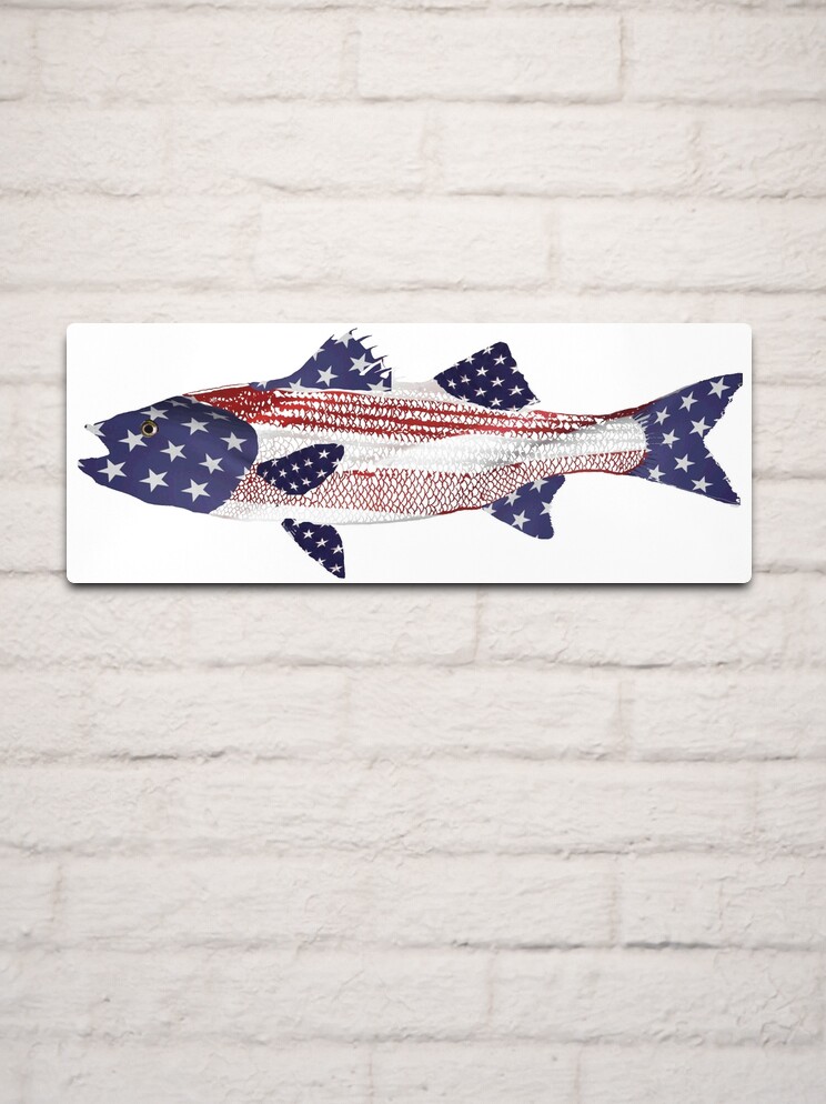 American flag Striped bass Fishing flag Framed Art Print for Sale by  hookink