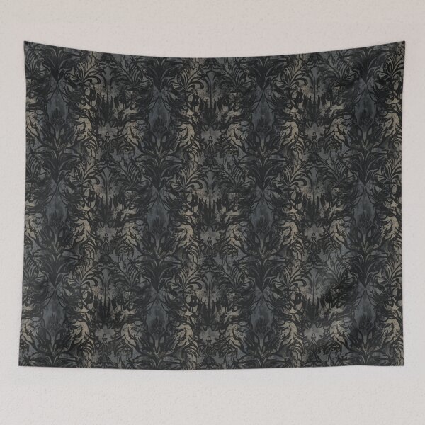 Aperçu de l'œuvre Motif de dentelle vintage victorienne gothique grunge en noir et bleu poudré créée et vendue par SamJanner.