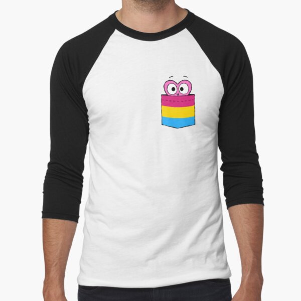 In a Heartbeat - Pansexual Flag Pocket Baseball ¾ Sleeve T-Shirt