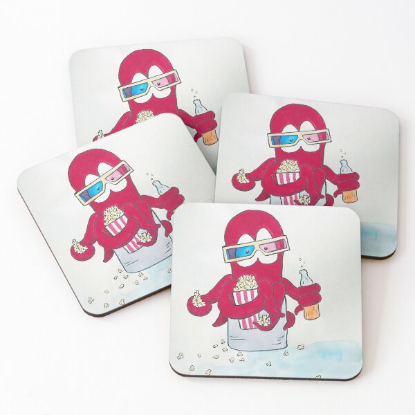 Item preview, red octopus does movie night designed and sold by pwnilsson.