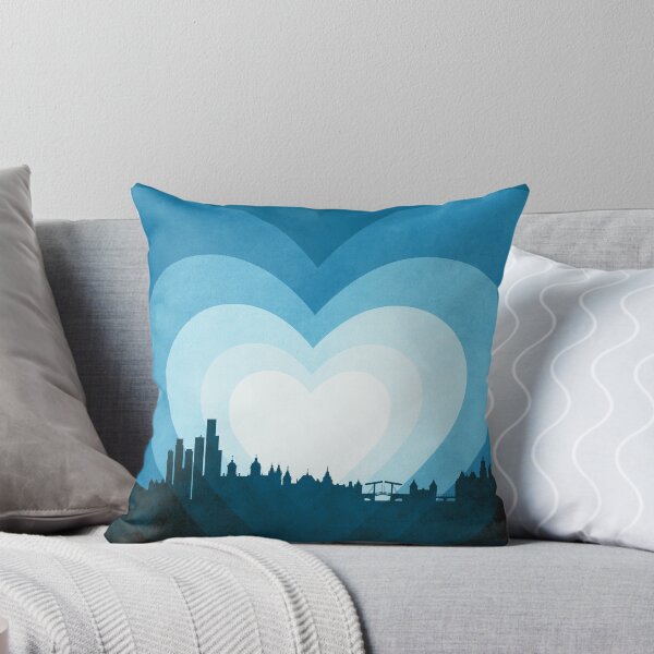 Item preview, Amsterdam The Netherlands Skyline Hearts Blue designed and sold by ArtPrints.