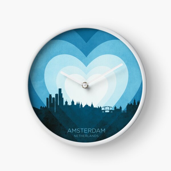 Item preview, Amsterdam The Netherlands Skyline Hearts Blue designed and sold by ArtPrints.