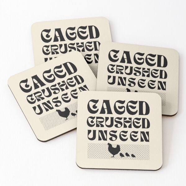 Item preview, Caged Crushed Unseen Vegan Slogan designed and sold by ZuzDoesDesigns.