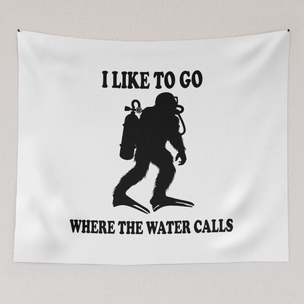 Item preview,  Bigfoot Scuba I LIKE TO GO WHERE THE WATER CALLS, DIVE Long Sleeve Shirt, Diving Sasquatch designed and sold by Papinour.