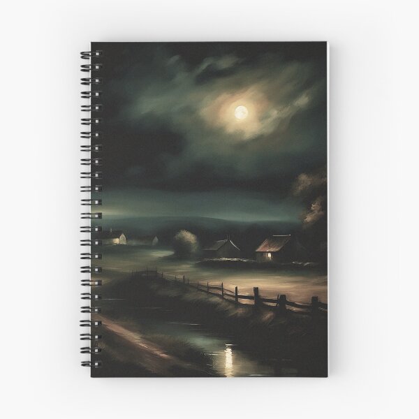 Item preview, Countryside River at Midnight Landscape | Vintage Landscape | Landscape Artwork | Realistic Landscape Art | Vintage Art designed and sold by UnhingedBird.