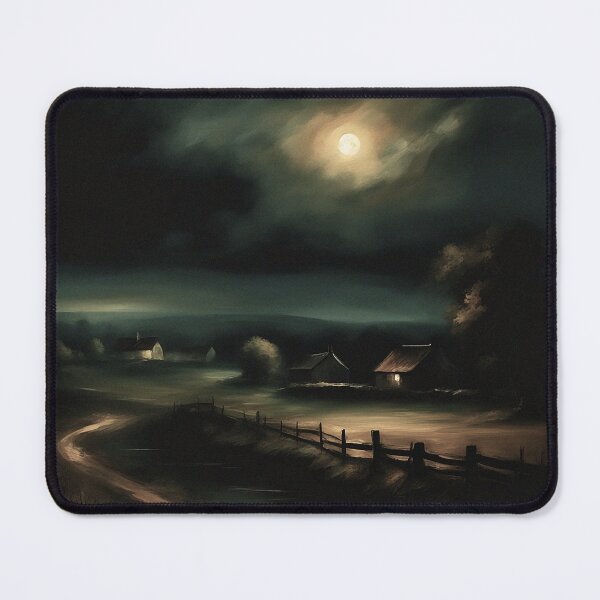 Item preview, Countryside River at Midnight Landscape | Vintage Landscape | Landscape Artwork | Realistic Landscape Art | Vintage Art designed and sold by UnhingedBird.