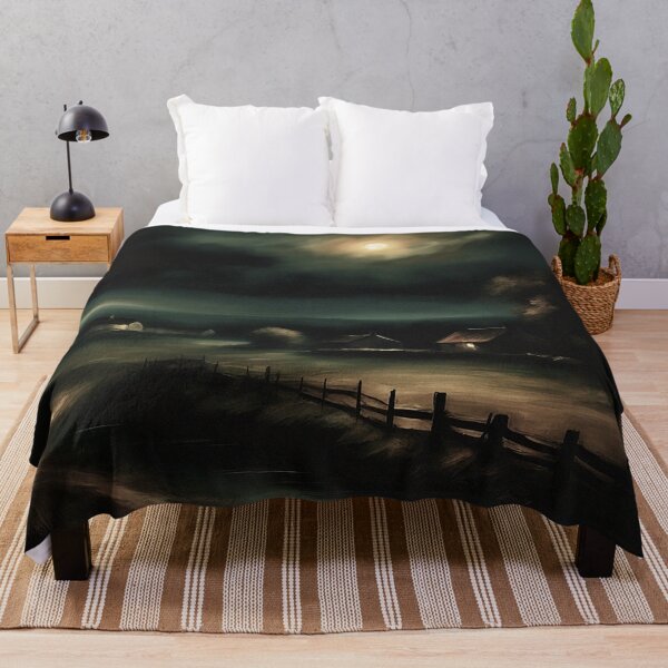 Item preview, Countryside River at Midnight Landscape | Vintage Landscape | Landscape Artwork | Realistic Landscape Art | Vintage Art designed and sold by UnhingedBird.