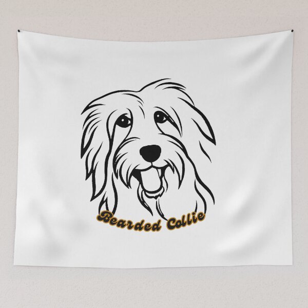 Item preview, Playful Bearded Collie Portrait in Black and White designed and sold by Paws and Ink Art.