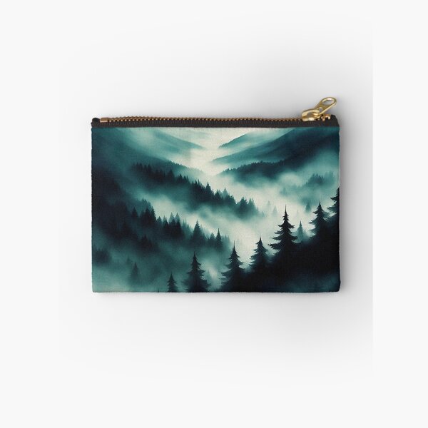 Item preview, Misty Pine Forest in the Mountains Landscape | Vintage Landscape | Landscape Artwork | Realistic Landscape Art | Vintage Art designed and sold by UnhingedBird.