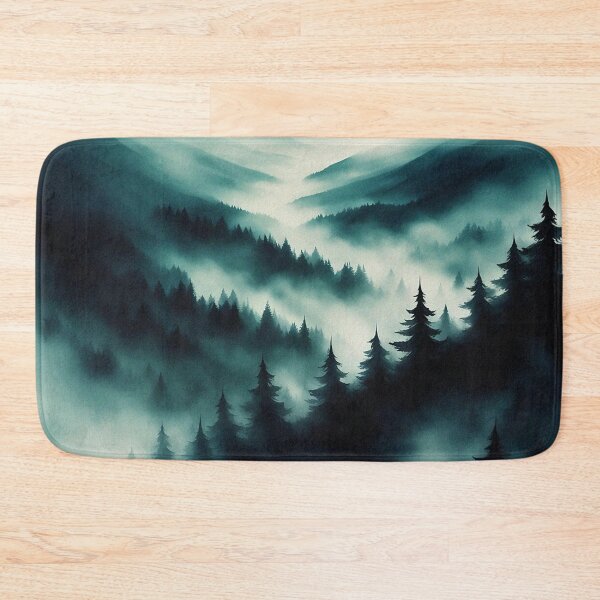 Item preview, Misty Pine Forest in the Mountains Landscape | Vintage Landscape | Landscape Artwork | Realistic Landscape Art | Vintage Art designed and sold by UnhingedBird.