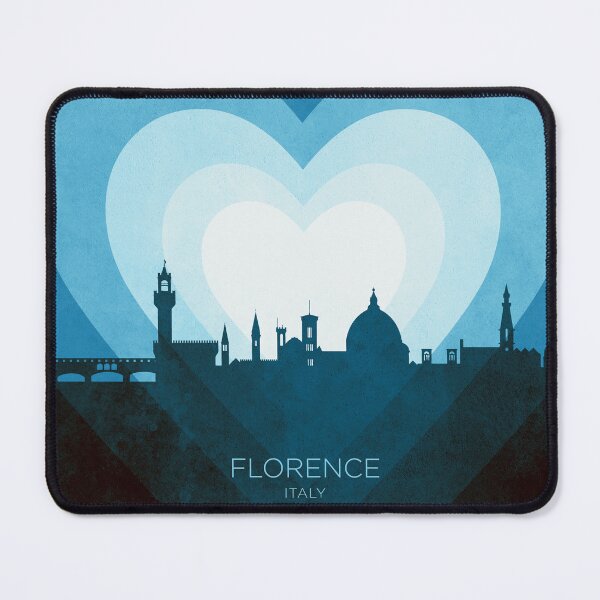 Item preview, Florence Italy Skyline Hearts Blue designed and sold by ArtPrints.