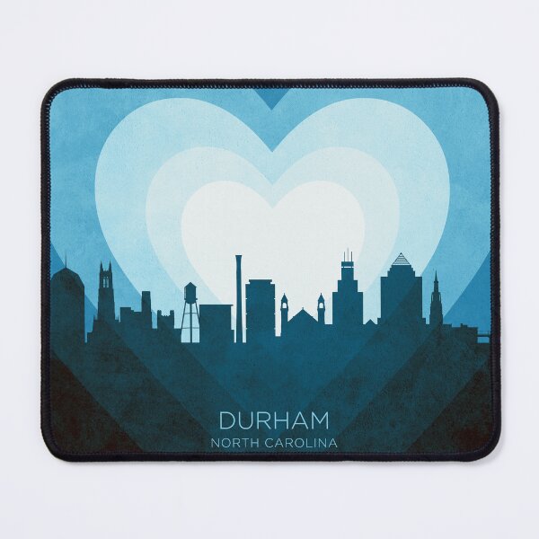 Item preview, Durham North Carolina Skyline Hearts Blue designed and sold by ArtPrints.