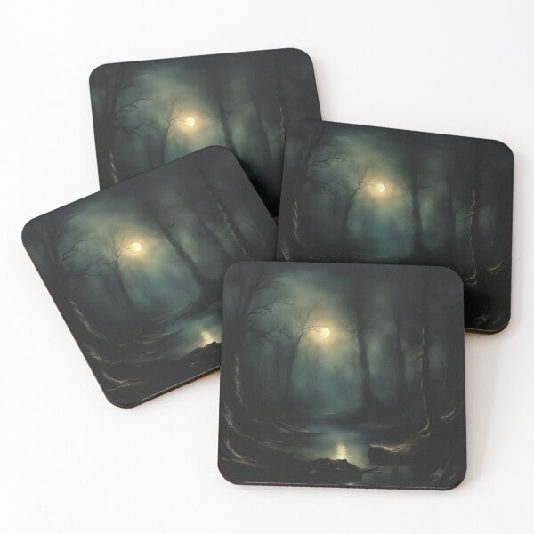 Item preview, Forest Pond at Night Landscape | Vintage Landscape | Landscape Artwork | Realistic Landscape Art | Vintage Art designed and sold by UnhingedBird.