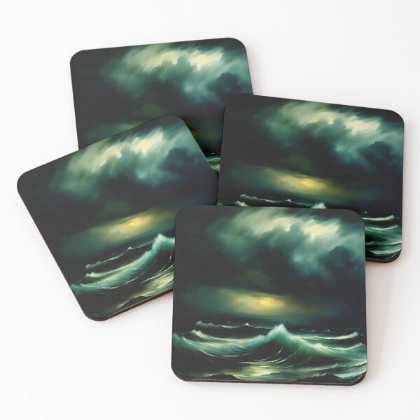 Item preview, Stormy Sea at Night Seascape | Vintage Seascape | Realistic Landscape Art | Vintage Art designed and sold by UnhingedBird.