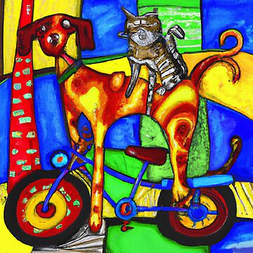 Vorschaubild zum Design Hund und Katze auf dem Fahrrad - Dog and Cat on a Bike von Evelyn3112