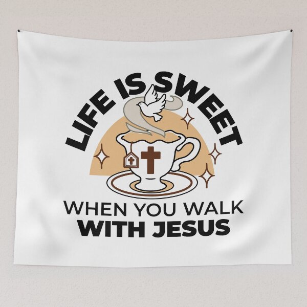 Item preview, Life Is Sweet with Jesus – Christian Faith Tea Cup Design designed and sold by FlinArt.