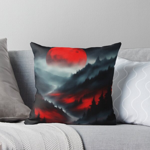 Item preview, Misty Pine Forest Under the Red Moonlight Landscape | Vintage Landscape | Noir Landscape designed and sold by UnhingedBird.