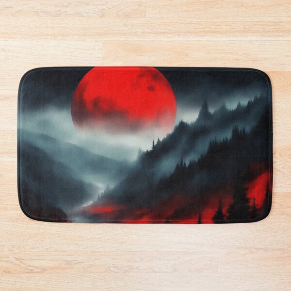 Item preview, Misty Pine Forest Under the Red Moonlight Landscape | Vintage Landscape | Noir Landscape designed and sold by UnhingedBird.
